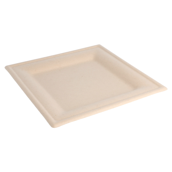 Garcia De Pou PLATOS CUADRADOS 'BIONIC' 20x20x1 CM NATURAL BAGAZO (500 UNID.)
