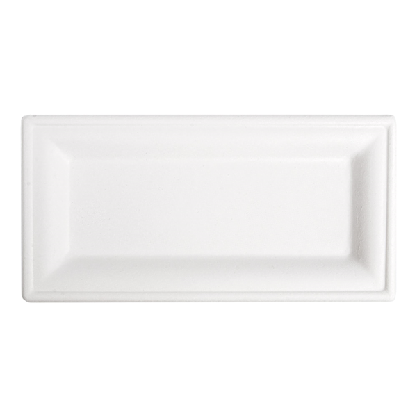 Garcia De Pou PLATOS RECTANGULARES 'BIONIC' 26x13x1 CM BLANCO BAGAZO (500 UNID.)