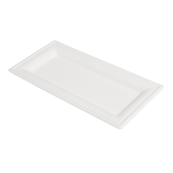 Garcia de pou PLATOS RECTANGULARES 'BIONIC' 26x13x1 CM BLANCO BAGAZO (500 UNID.)
