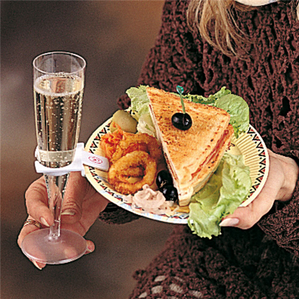 Garcia De Pou PORTA COPAS SUJETAR AL PLATO 7 5x4 2 CM BLANCO PLÁSTICO (200 UNID.)