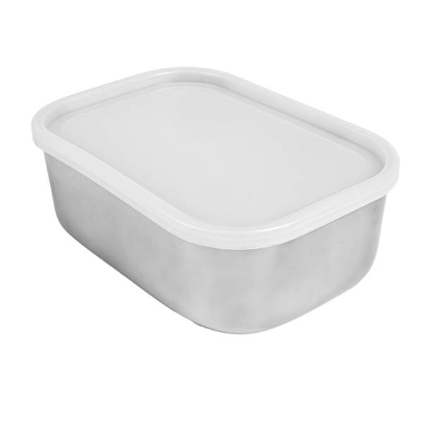 Garcia de pou RECIPIENTE CON TAPA 'ARTINOX' 1300 ML 18x13x6 CM PLATEADO INOX + LDPE (12 UNID.)