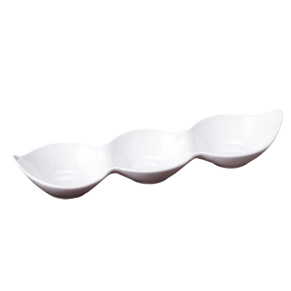 Garcia de pou RECIPIENTES ALARGADOS 3 COMP. 29 5x8 3x4 2 CM BLANCO PORCELANA (12 UNID.)