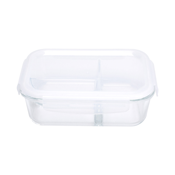 Garcia de pou RECIPIENTES CON TAPA 2 COMPARTIMENTOS 1000 ML 21x15 7x7 2 CM TRANSPARENTE CRISTAL (6 UNID.)