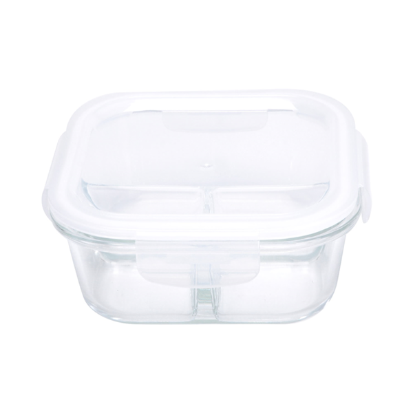 Garcia de pou RECIPIENTES CON TAPA 2 COMPARTIMENTOS 800 ML 15 8x15 8x7 2CM TRANSPARENTE CRISTAL (6 UNID.)