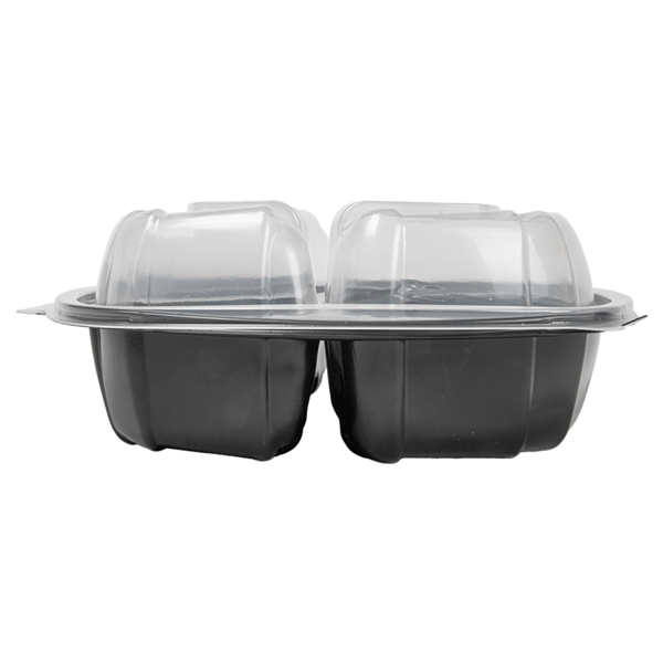 Garcia De Pou RECIPIENTES CON TAPA BISAGRA 3 COMPARTIMENTOS MICROONDABLES 1130 ML 22 9x23 3x8 2 CM NEGRO PP (100 UNID.)