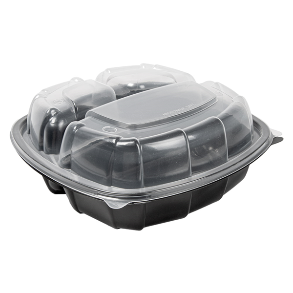 Garcia de pou RECIPIENTES CON TAPA BISAGRA 3 COMPARTIMENTOS MICROONDABLES 1130 ML 22 9x23 3x8 2 CM NEGRO PP (100 UNID.)