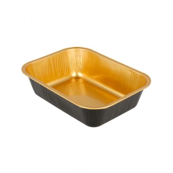 Garcia de pou RECIPIENTES PASTELERÍA 280 ML 13 5x10 2x3 5 CM ORO/NEGRO ALUMINIO (100 UNID.)