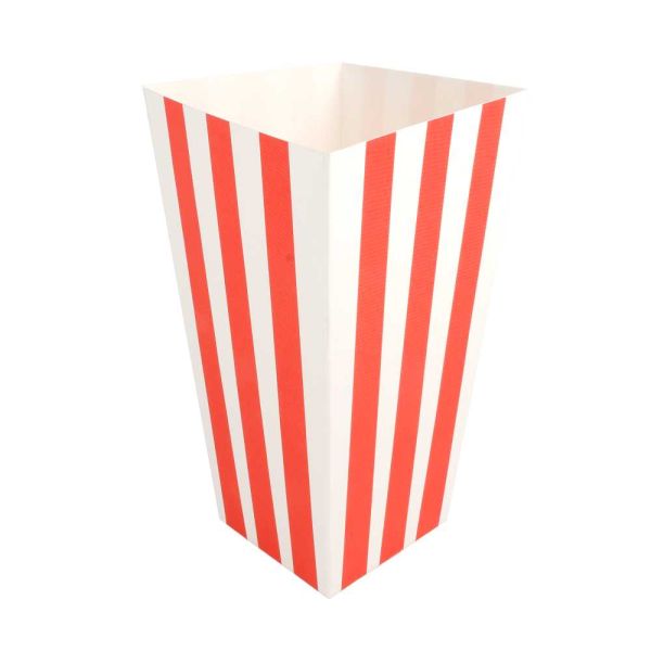 Garcia de pou RECIPIENTES POP CORNS 'THEPACK STRIPES' 3 L 230 G/M2 9x14x23 CM BLANCO CARTÓN ONDULADO NANO-MICRO (600 UNID.)