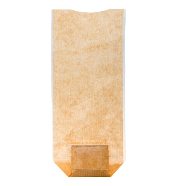 Garcia de pou SACHETS CON BASE Y VENTANA PP 12x26 CM NATURAL KRAFT (100 UNID.)