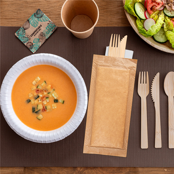 Garcia De Pou SERVILLETAS BLANCAS ENF. 'AIRLAID' 32x40 CM 'JUST IN TIME CLOSED' 40 + 10PE G/M2 11x25 CM NATURAL KRAFT VERJURADO (300 UNID.)