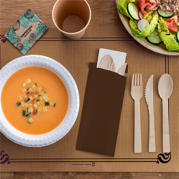 Garcia De Pou SERVILLETAS BLANCAS ENF. 'AIRLAID' 32x40 CM 'JUST IN TIME CLOSED' 40 + 10PE G/M2 11x25 CM CHOCOLATE KRAFT VERJURADO (300 UNID.)