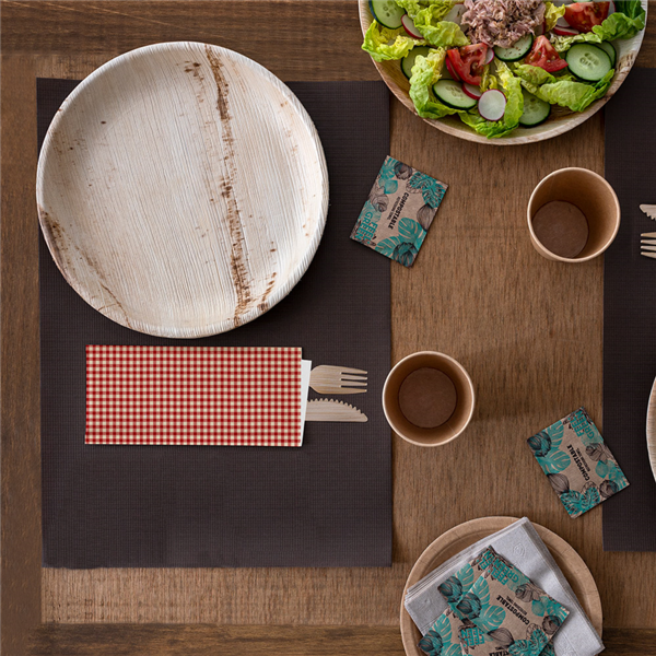 Garcia De Pou SERVILLETAS BLANCAS ENF. 'AIRLAID' 32x40 CM 'JUST IN TIME CLOSED' 40 + 10PE G/M2 11x25 CM ROJO VICHY KRAFT VERJURADO (300 UNID.)