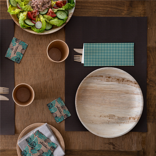 Garcia De Pou SERVILLETAS BLANCAS ENF. 'AIRLAID' 32x40 CM 'JUST IN TIME CLOSED' 40 + 10PE G/M2 11x25 CM AZUL VICHY KRAFT VERJURADO (300 UNID.)