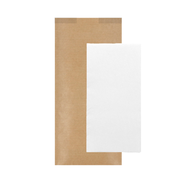 Garcia de pou SERVILLETAS BLANCAS ENF. 'D.POINT' 32x40 CM 'JUST IN TIME CLOSED' 40 + 10PE G/M2 11x25 CM NATURAL KRAFT VERJURADO (300 UNID.)
