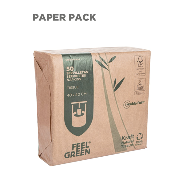 Garcia De Pou SERVILLETAS ECOLABEL DOUBLE POINT 'PAPER PACK' 19 G/M2 39x39 CM NATURAL TISSUE RECICLADO (1200 UNID.)
