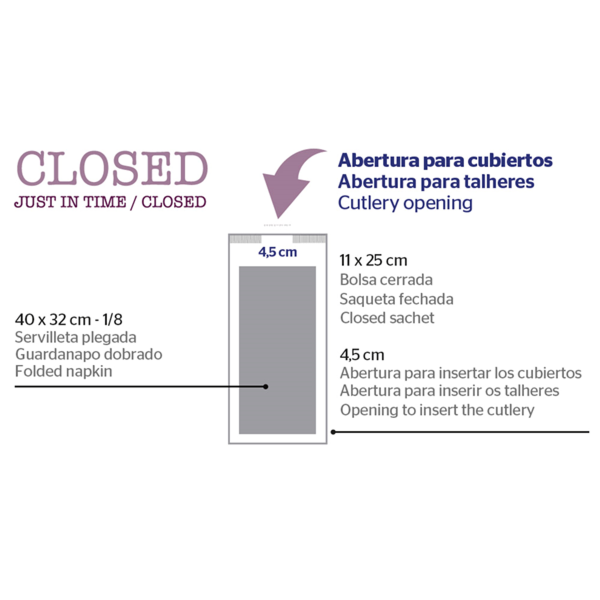 Garcia De Pou SERVILLETAS NEGRAS ENF. 'D.POINT' 32x40 CM 'JUST IN TIME CLOSED' 40 + 10PE G/M2 11x25 CM NEGRO KRAFT VERJURADO (300 UNID.)