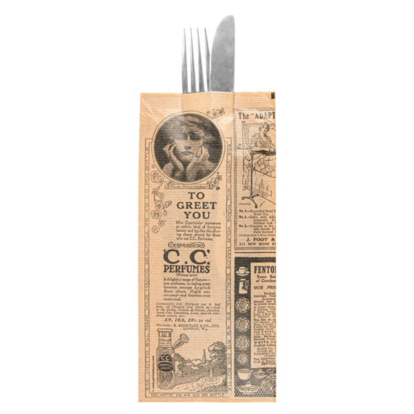 Garcia de pou SERVILLETAS NEGRAS ENF. 'D.POINT' 32x40 CM 'JUST IN TIME CLOSED' 40 + 10PE G/M2 11x25 CM NATURAL 'TIMES' KRAFT VERJURADO (300 UNID.)