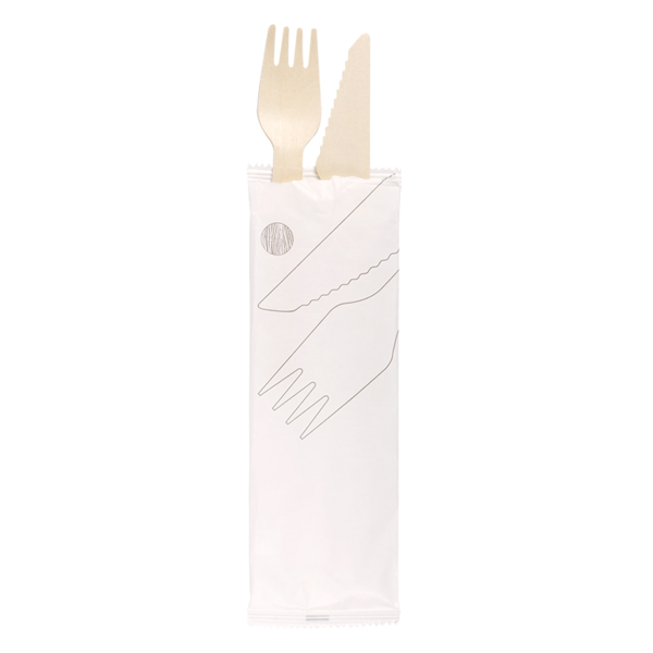 Garcia De Pou SET 2/1 TENEDOR CUCHILLO 'MAKAN' 16 CM NATURAL MADERA (100 UNID.)