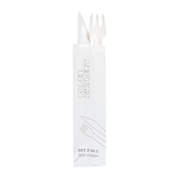Garcia De Pou SET 2/1 TENEDOR CUCHILLO 'PAPER CUTLERY' 15 8 CM BLANCO PAPEL (100 UNID.)