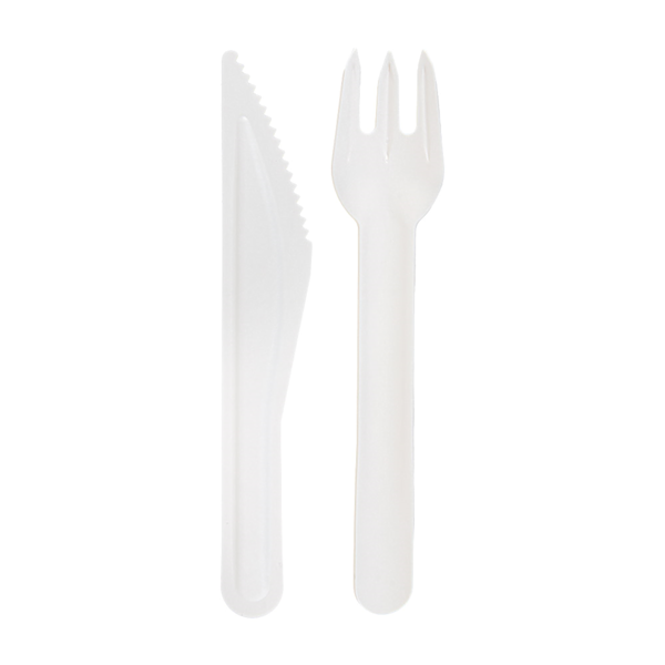 Garcia De Pou SET 2/1 TENEDOR CUCHILLO 'PAPER CUTLERY' 15 8 CM BLANCO PAPEL (100 UNID.)