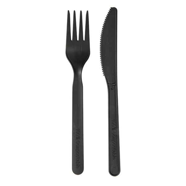 Garcia De Pou SET 3/1 TENEDOR CUCHILLO SERVILLETA 18 CM NEGRO CPLA (500 UNID.)