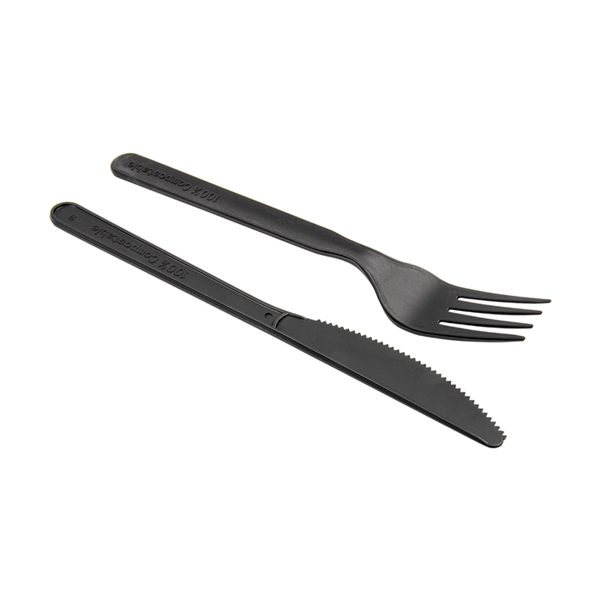 Garcia De Pou SET 3/1 TENEDOR CUCHILLO SERVILLETA 18 CM NEGRO CPLA (500 UNID.)