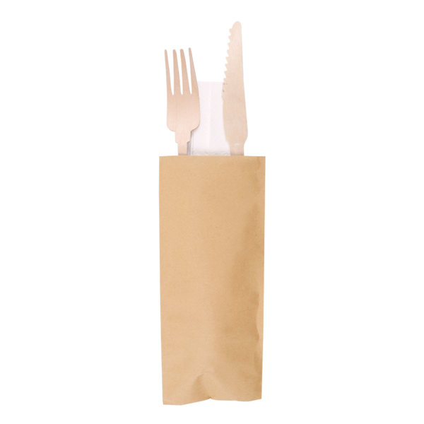 Garcia de pou SET 3/1 TENEDOR CUCHILLO SERVILLETA 'CLASSIC' 20 CM NATURAL MADERA (100 UNID.)