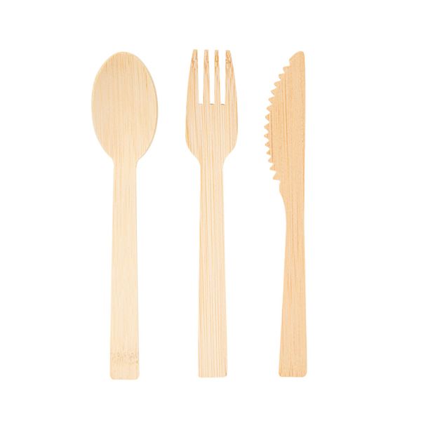 Garcia De Pou SET 4/1 TENEDOR CUCHILLO CUCHARA SERVILLETA 17 CM NATURAL BAMBÚ (50 UNID.)