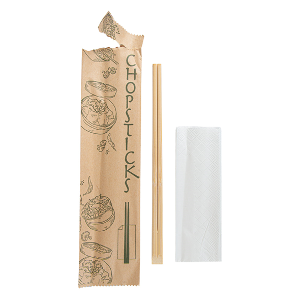 Garcia De Pou SET PALILLOS CHINOS SERVILLETA ENFUNDADOS KRAFT 20 CM NATURAL BAMBÚ (100 UNID.)