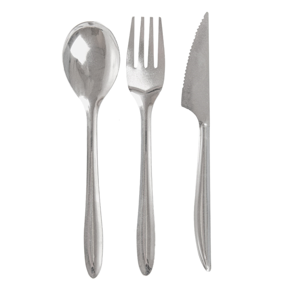 Garcia De Pou SET TENEDOR CUCHILLO CUCHARA 18 CM PLATEADO INOX (100 UNID.)