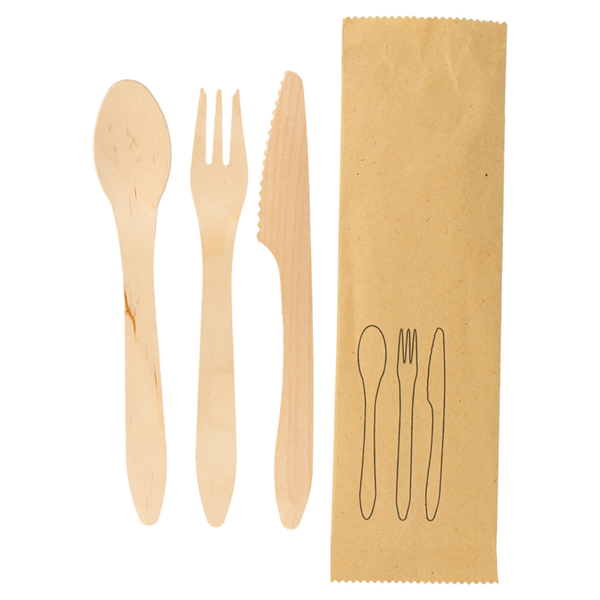 Garcia de pou SET TENEDOR CUCHILLO CUCHARA 'CURVE' 18 5 CM NATURAL MADERA (200 UNID.)