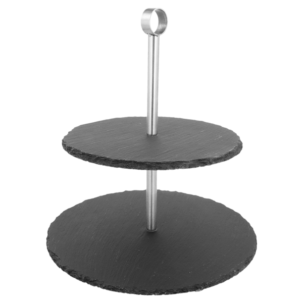 Garcia De Pou STAND SNACK 2 PISOS 25x25x26 5 CM NATURAL PIZARRA (2 UNID.)