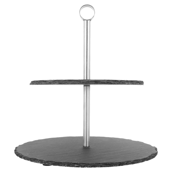 Garcia De Pou STAND SNACK 2 PISOS 25x25x26 5 CM NATURAL PIZARRA (2 UNID.)
