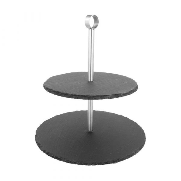 Garcia de pou STAND SNACK 2 PISOS 25x25x26 5 CM NATURAL PIZARRA (2 UNID.)