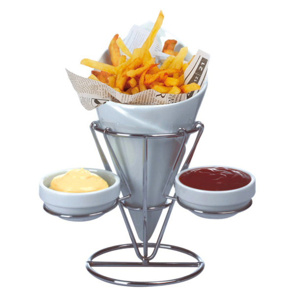 Garcia De Pou STANDS INOX+1 CONO+2 RAMEQUINES Ø 12x22 5 CM BLANCO PORCELANA (12 UNID.)