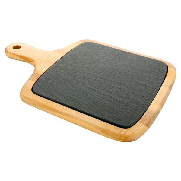 Garcia De Pou TABLA PRESENTACIÓN RECTANGULAR 33x23x1 5 CM NATURAL PIZARRA+MADERA (4 UNID.)