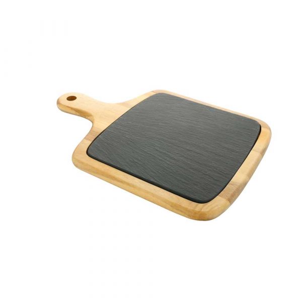 Garcia de pou TABLA PRESENTACIÓN RECTANGULAR 33x23x1 5 CM NATURAL PIZARRA+MADERA (4 UNID.)