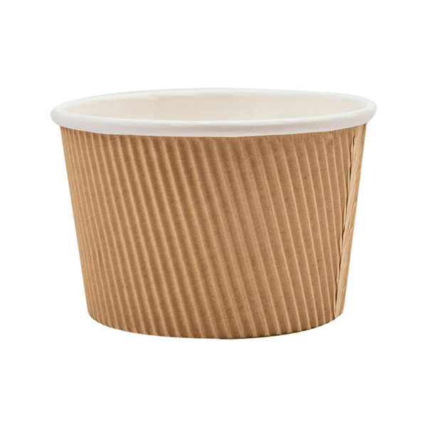 Garcia De Pou TARRINAS DOBLE PARED ONDULADO 500 ML - 16 6 Oz 280 + 250 + 18PE G/M2 Ø11 5/8 8x7 5 CM MARRÓN CARTÓN (500 UNID.)