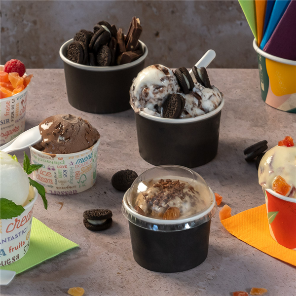 Garcia De Pou TARRINAS HELADOS 300 ML 250 + 18 PE G/M2 Ø10x5 5 CM NEGRO CARTONCILLO (2000 UNID.)