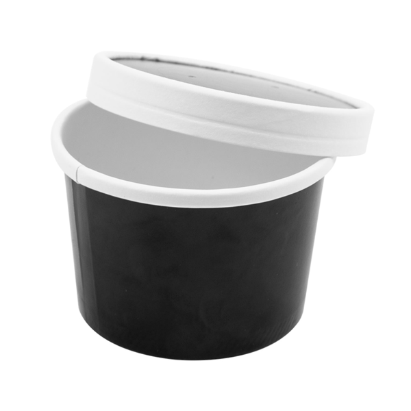 Garcia De Pou TARRINAS + TAPAS 240 ML - 8 Oz 300 + 18 PE G/M2 Ø9/7 5x6 CM NEGRO CARTÓN (250 UNID.)