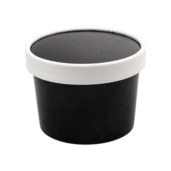 Garcia de pou TARRINAS + TAPAS 240 ML - 8 oz 300 + 18 PE G/M2 Ø9/7 5x6 CM NEGRO CARTÓN (250 UNID.)