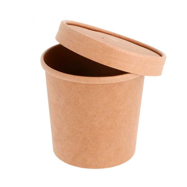 Garcia de pou TARRINAS + TAPAS 360 ML - 12 oz 300 + 18 PE G/M2 Ø 9/7 3x8 6 CM NATURAL KRAFT (250 UNID.)