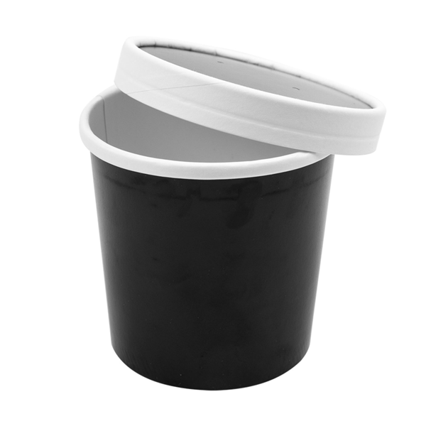Garcia De Pou TARRINAS + TAPAS 360 ML - 12 Oz 300 + 18 PE G/M2 Ø9/7 2x8 4 CM NEGRO CARTÓN (250 UNID.)