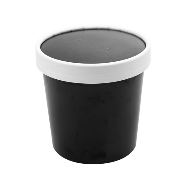 Garcia de pou TARRINAS + TAPAS 360 ML - 12 oz 300 + 18 PE G/M2 Ø9/7 2x8 4 CM NEGRO CARTÓN (250 UNID.)