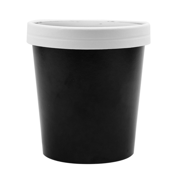 Garcia De Pou TARRINAS + TAPAS 480 ML - 16 Oz 320 + 18 PE G/M2 Ø9 7/7 5x10 CM NEGRO CARTÓN (250 UNID.)