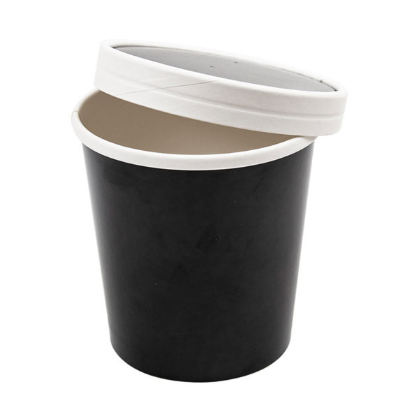Garcia De Pou TARRINAS + TAPAS 480 ML - 16 Oz 320 + 18 PE G/M2 Ø9 7/7 5x10 CM NEGRO CARTÓN (250 UNID.)