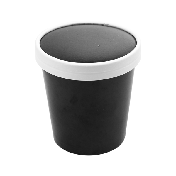 Garcia de pou TARRINAS + TAPAS 480 ML - 16 oz 320 + 18 PE G/M2 Ø9 7/7 5x10 CM NEGRO CARTÓN (250 UNID.)