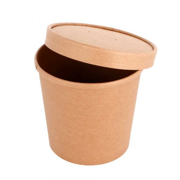 Garcia de pou TARRINAS + TAPAS 780 ML - 26 oz 330 + 18 PE G/M2 Ø11 6/9 3x11 CM NATURAL KRAFT (250 UNID.)