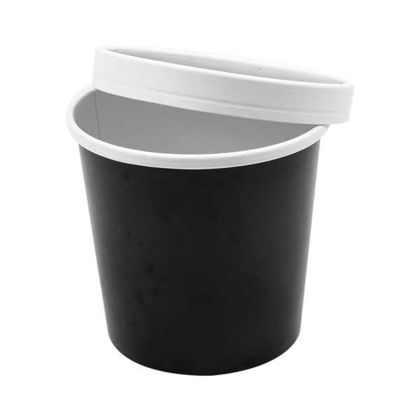 Garcia De Pou TARRINAS + TAPAS 780 ML - 26 Oz 330 + 18 PE G/M2 Ø11 7/9 2x11 CM NEGRO CARTÓN (250 UNID.)