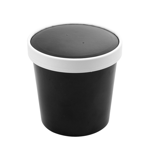 Garcia de pou TARRINAS + TAPAS 780 ML - 26 oz 330 + 18 PE G/M2 Ø11 7/9 2x11 CM NEGRO CARTÓN (250 UNID.)